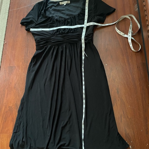Evan Picone Black Dress Gathered Waist Scoop Neck Short Sleeve Size 14 spandex - Picture 6 of 14